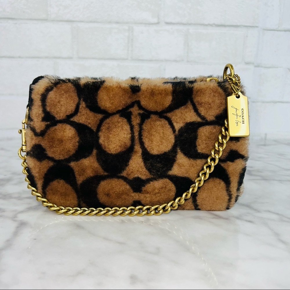 Coach X Jennifer Lopez Nolita 19 In Signature Shearling Wallet Wristlet Clutch
